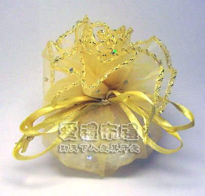 【愛禮布禮】婚禮小物： 淡金色鑽點圓形紗袋 @23cm,1個1.7元起 10個 一般價 21 元 會員價 21 元 - 20151117141711-741450378.jpg(圖)
