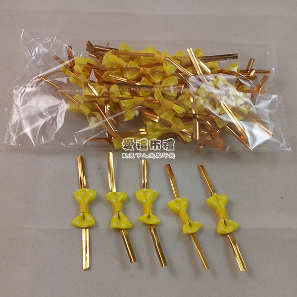 【愛禮布禮】婚禮小物：【愛禮布禮】婚禮小物：黃色圓點羅紋帶蝴蝶結 10個 一般價 15 元 會員價 15 元 - 20160102204806-739522647.jpg(圖)