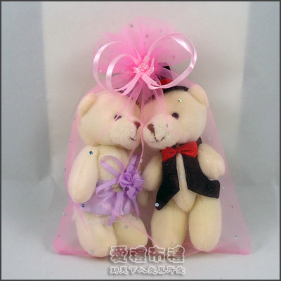 【愛禮布禮】婚禮小物：12公分情侶熊(新娘紫色禮服)1對一般價 41 元 會員價 41 元 - 20160726222226-543078504.jpg(圖)