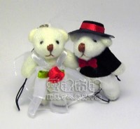 【愛禮布禮】婚禮小物：婚禮小物,5公分婚紗熊(1對)(配鑰匙圈) 一般價 23 元 會員價 23 元_圖片(1)
