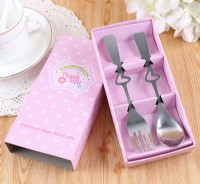 【愛禮布禮】婚禮小物：不銹鋼叉勺餐具禮盒-粉色圓點 一般價 16 元 會員價 16 元_圖片(1)