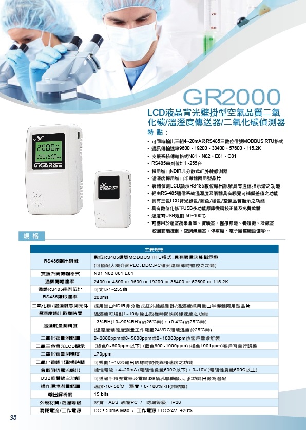 GR2000-三合一/二氧化碳溫溼度傳送器/二氧化碳警報控制/壁掛二氧化碳感測/二氧溫溼度控制器/二氧化碳傳送器/空氣品質二氧化碳/二氧化碳顯示器/二氧化碳環境偵測/大衆捷運二氧化碳 - 20200331161051-642369272.jpg(圖)