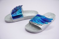 jeremy scott x adidas gel wing adilette slides 個性情侶翅膀拖鞋 灰銀液態水綠 _圖片(1)