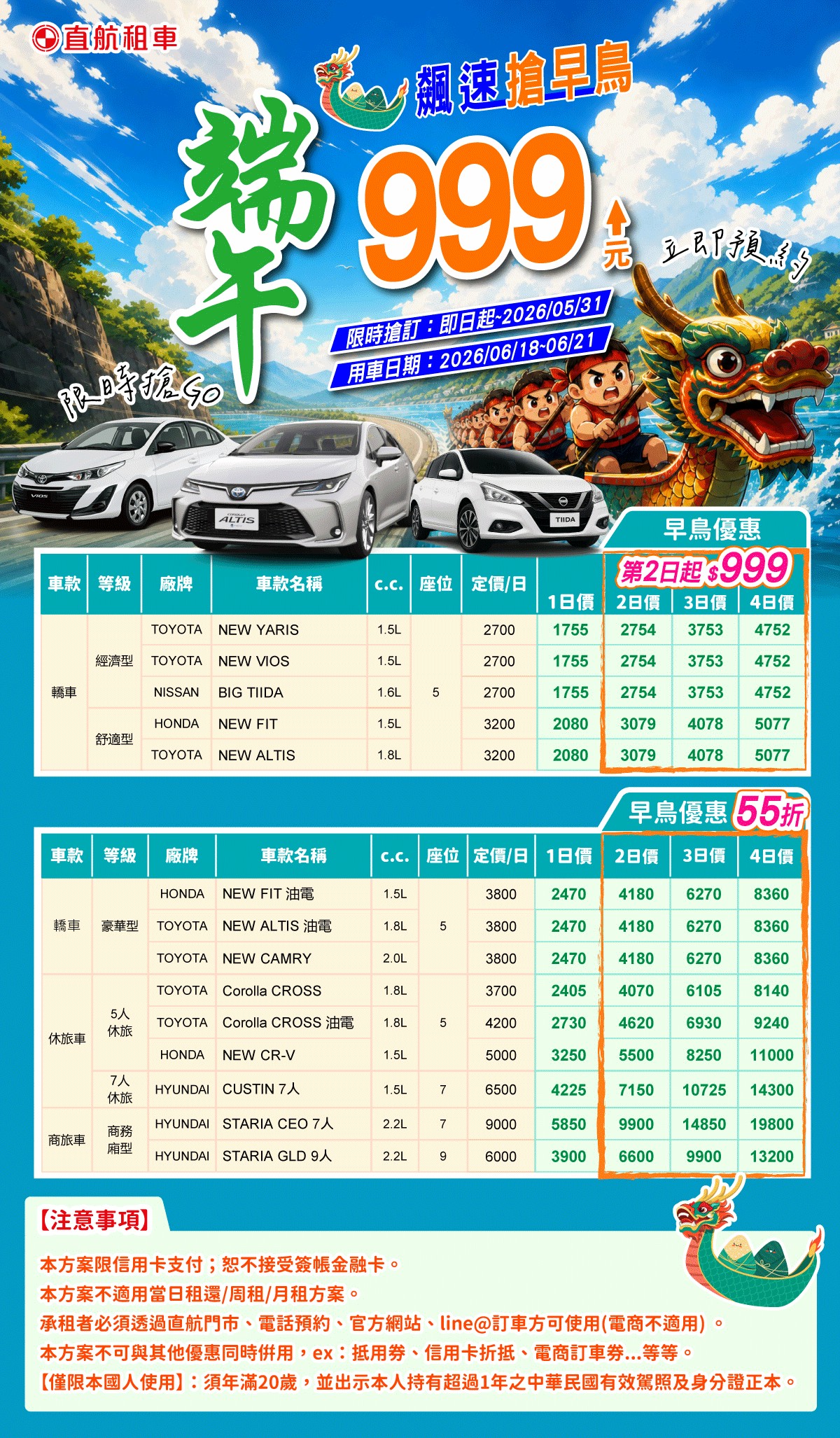直航租車【端午飆速搶早鳥】第2天起$999 台北承德店 - 20260516175743-925720598.jpg(圖)