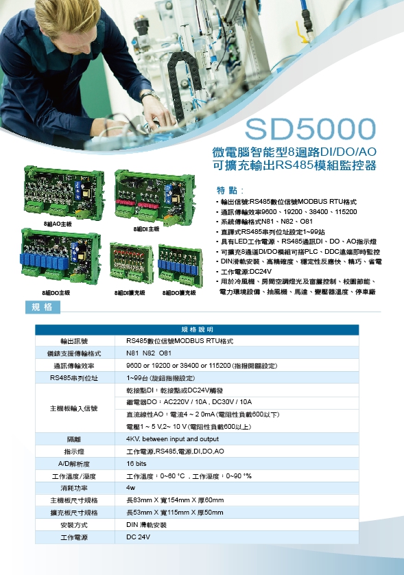 SD5000微電腦智能型8迴路DI/DO/AO,可擴充輸出RS485模組監控器,DIO繼電器8迴路表面型溫度計控制器,DO繼電器8迴路電壓分配器,DO繼電器資料擷取卡8迴路差壓控制器,DO繼電器8迴路 - 20171014125741-957313895.jpg(圖)