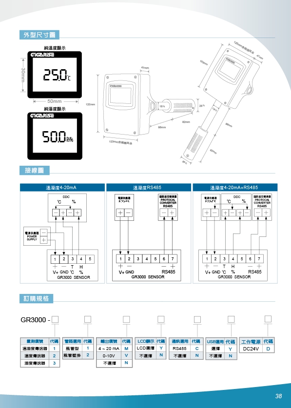 GR3000-溫溼度感知器/溫溼度LCD背光顯示器/溫溼度傳送器/RS485溫溼度感測器/溫溼度傳訊器/風管溫溼度顯示器/風管溫溼度  控制器/出風口溫溼度監控/風管溫溼度傳送器/空氣溫溼度傳訊器/風 - 20200319153635-605136877.jpg(圖)